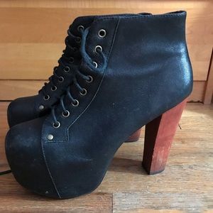 Jeffery Campbell heel leather platform booties
